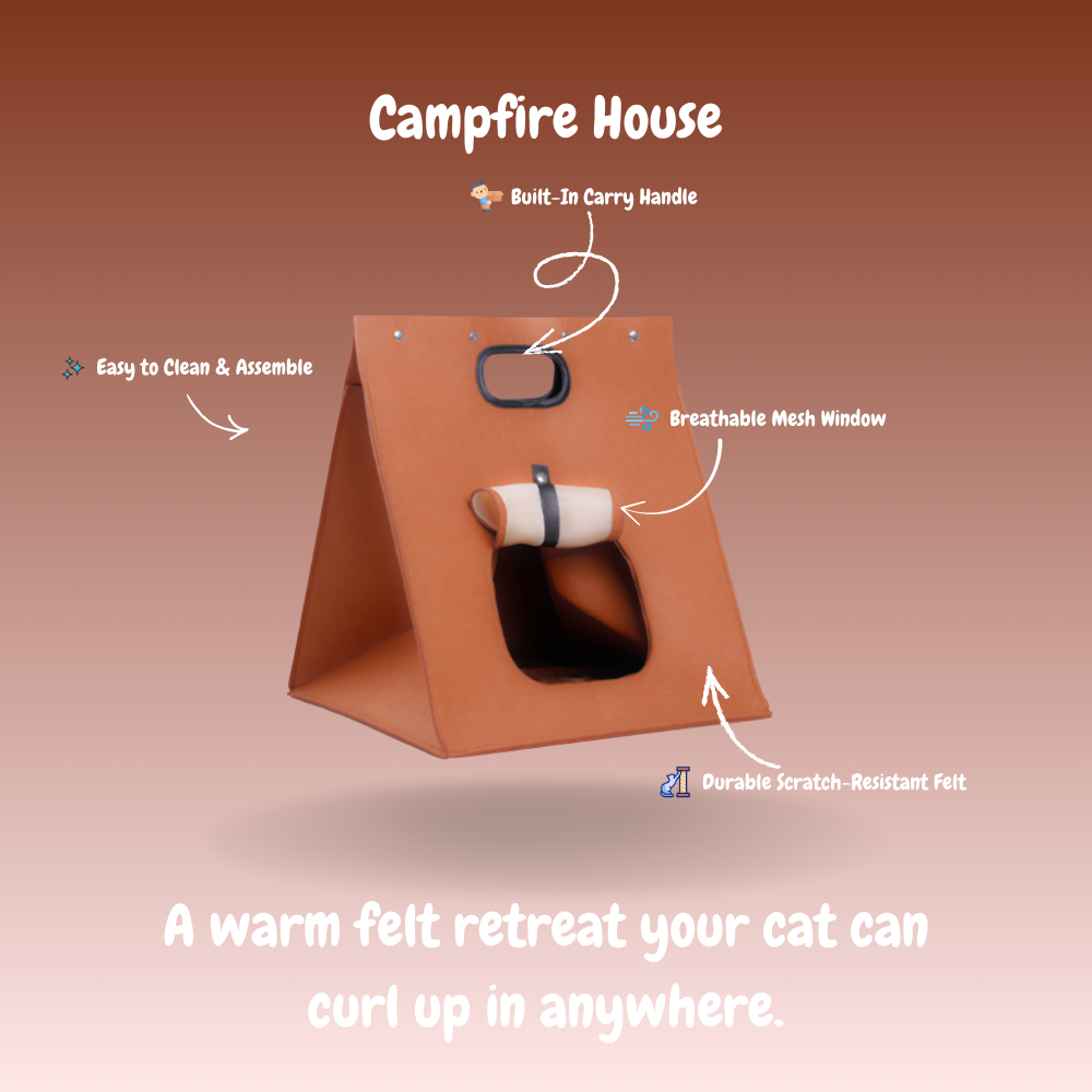 Campfire Tent™ – Foldable Felt Cat Cabin