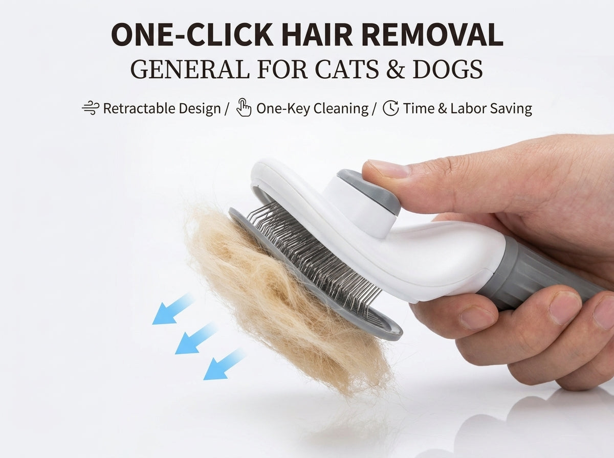 FurPop™ Self-Cleaning Slicker Brush | One-Click Hair Release, Gentle Deshedding Tool