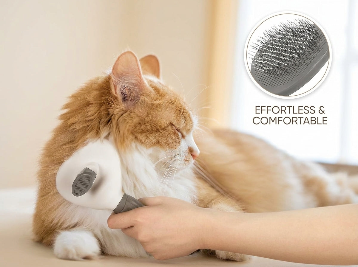 FurPop™ Self-Cleaning Slicker Brush | One-Click Hair Release, Gentle Deshedding Tool