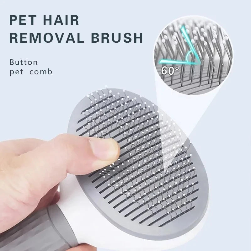 FurPop™ Self-Cleaning Slicker Brush | One-Click Hair Release, Gentle Deshedding Tool