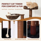 ClawCabin™ Mocha Tower | 64" Multi-Level Cat Tree with Hammock, Condo, Sisal Posts & Rope Toy