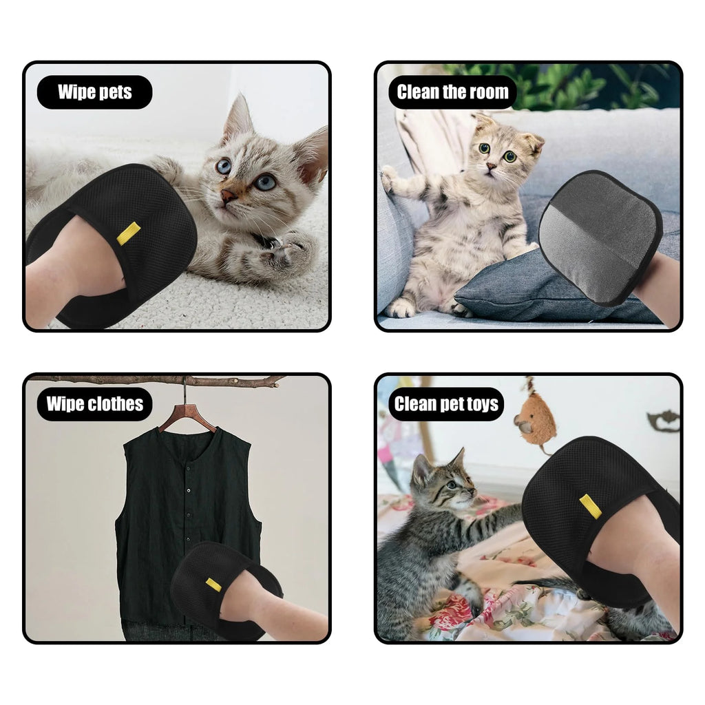 Pet Hair Removal Glove, Reusable Static Removal Gloves, Double-Sided Grooming Gloves for Pets, Removes Pet Fur Hair for Couch/Carpets/clothes
