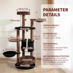 ClawCabin™ Mocha Tower | 64" Multi-Level Cat Tree with Hammock, Condo, Sisal Posts & Rope Toy