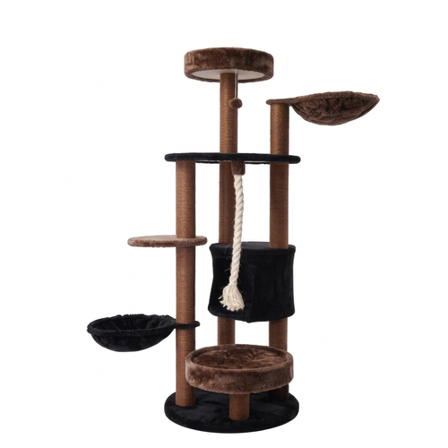 ClawCabin™ Mocha Tower | 64" Multi-Level Cat Tree with Hammock, Condo, Sisal Posts & Rope Toy